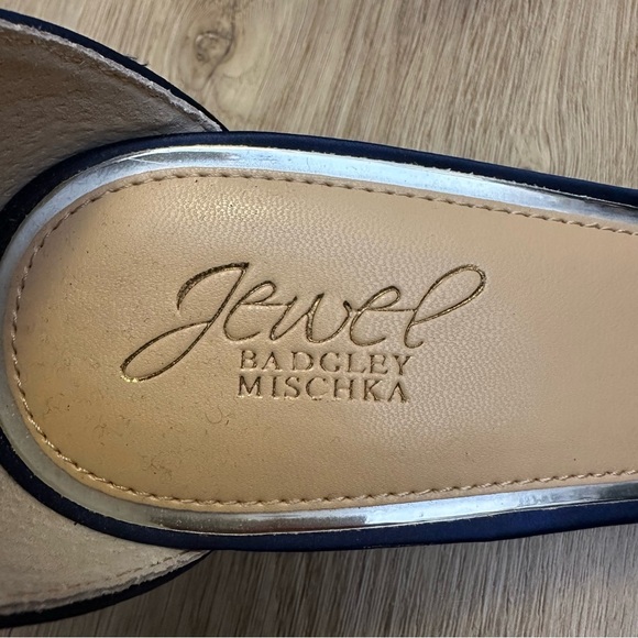 Jewel Badgley Mischka Blue Satin Heels with Rhinestone Embellishments size 10 - Picture 6 of 9